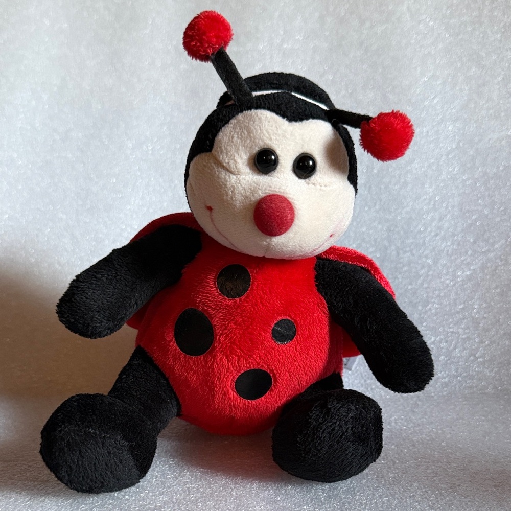 Plush Lucky Ladybug Stuffed Animal Toy - Red & Black